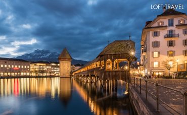 ทัวร์ลูเซิร์น Luzerne, Switzerland สะพานคาเปล ทอดข้ามแม่น้ำรอยส์ เป็นภาพที่ถูกใช้ในการโปรโมตเมือง ทัวร์แกนด์สวิส